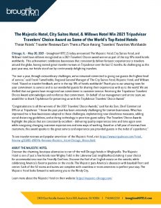 2021 Tripadvisors Travelers' Choice Award for Northside Chicago Hotels